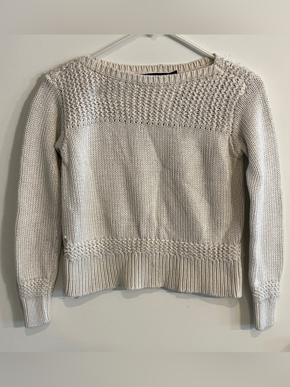 Women’s size XXS Lauren Ralph Lauren winter cream knit pullover sweater READ